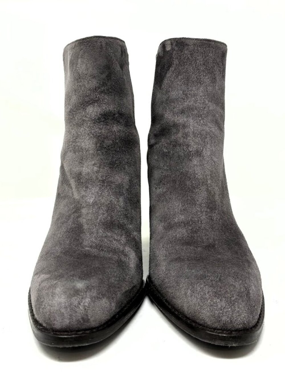 Stuart Weitzman Mainline Gray Suede Mixed Media Block Heel Ankle Boots Size 6